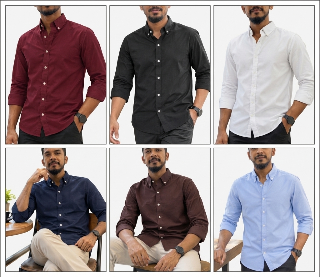 Men Looks প্রিমিয়াম সলিড অক্সফোর্ড কটন শার্ট!